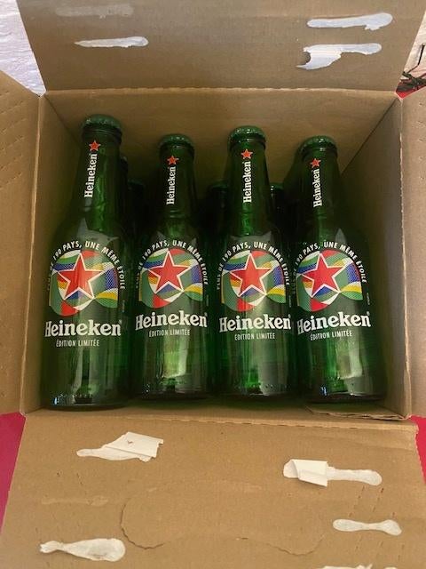 Doos Heineken flesjes limited edition Frankrijk 2023/2024, Ophalen of Verzenden, Nieuw, Flesje(s), Heineken