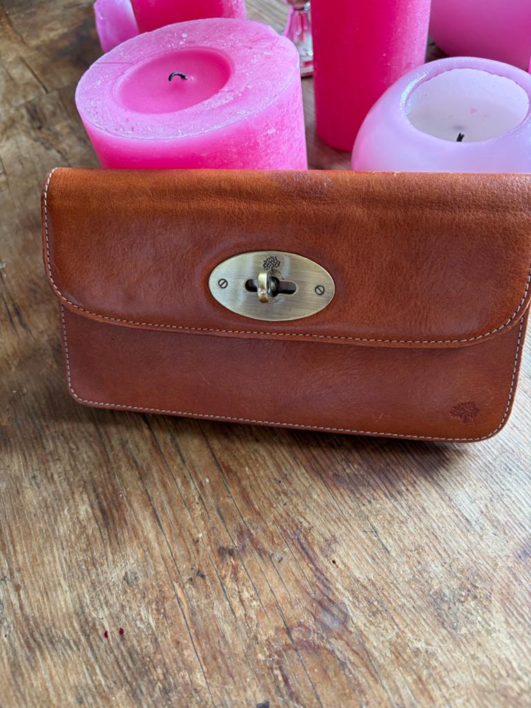 Mulberry Leren Portemonnee/Clutch - Cognac, Ophalen of Verzenden, Zo goed als nieuw