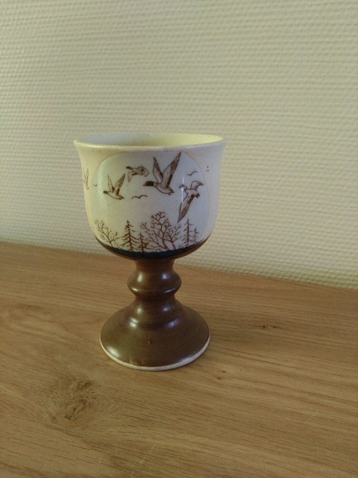 Unieke keramische beker met eendenmotief., Ophalen of Verzenden