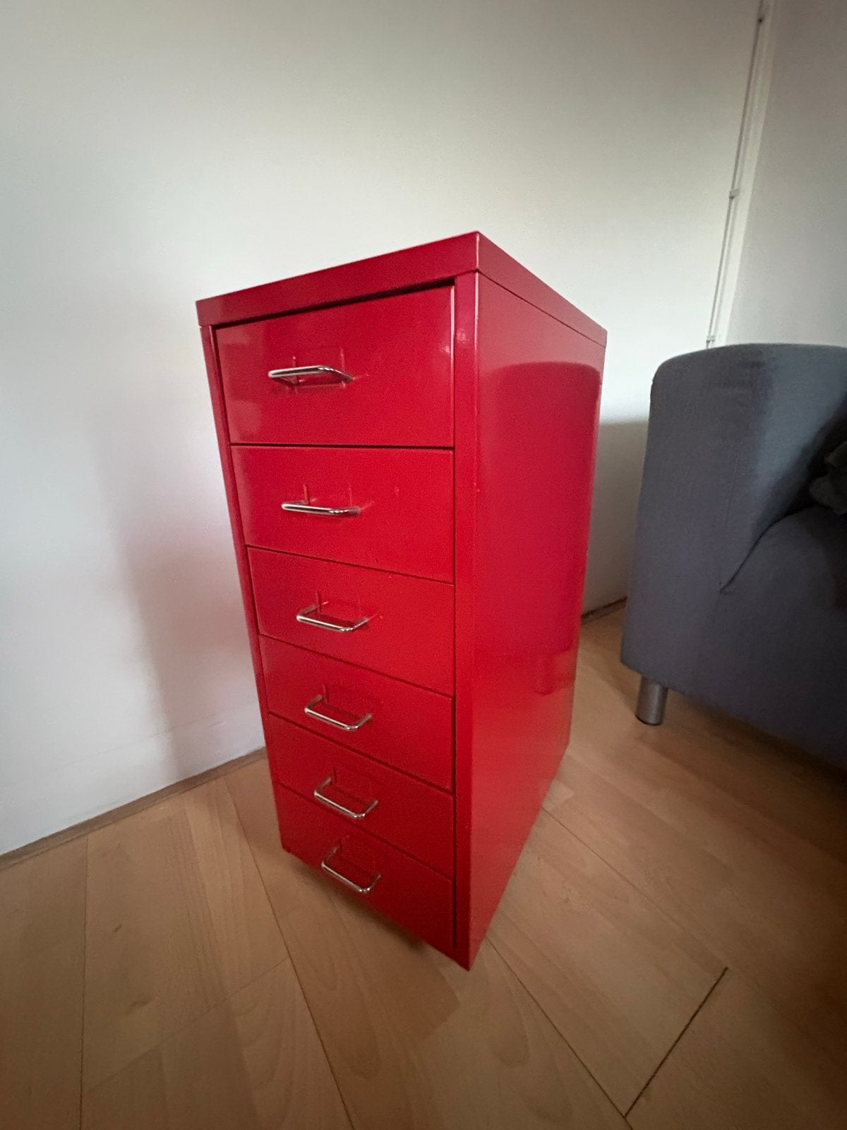 IKEA rode ladenkast met 6 lades, Ophalen, Minder dan 50 cm, Gebruikt, 5 laden of meer