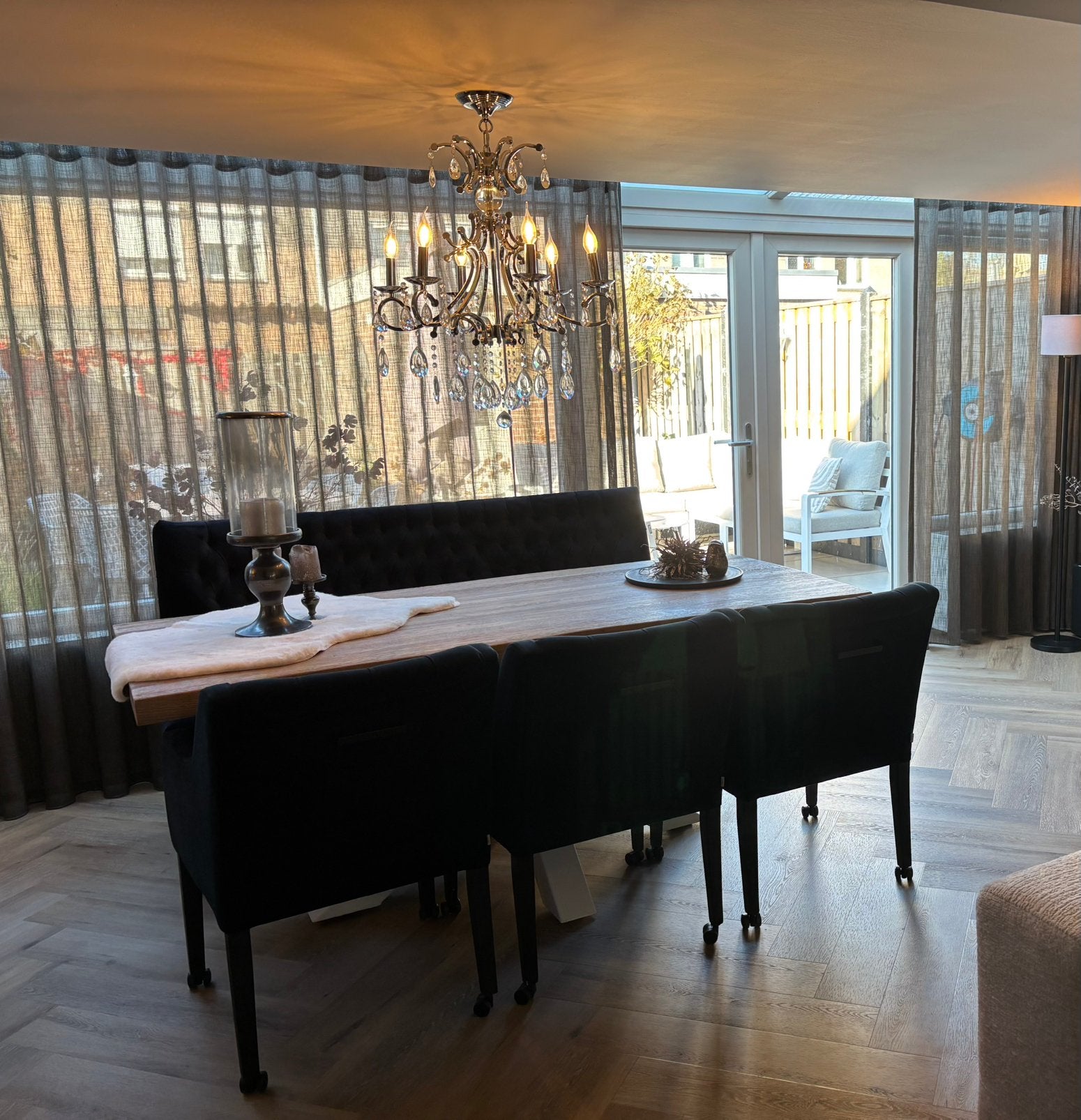 Complete eetkamer set - Eettafel bank, stoelen en tafel, Ophalen, Zo goed als nieuw