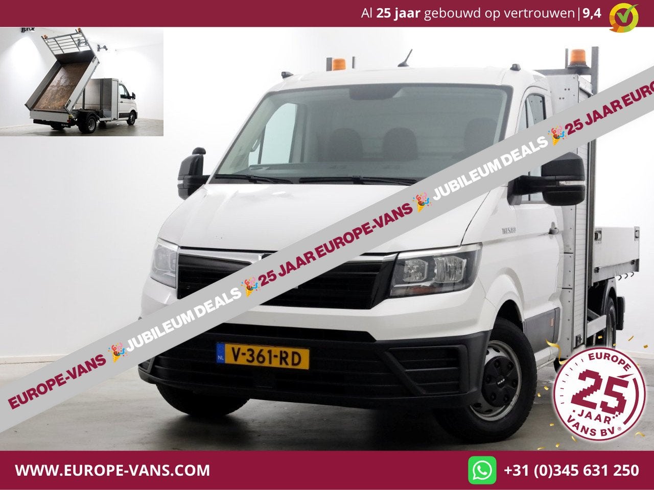 MAN TGE 5.180 2.0 177pk E6 L2H1 Kipper Dubbel Lucht Trekhaak, Auto's, Bestelauto's, Achterwielaandrijving, Gebruikt, Euro 6, 4 cilinders