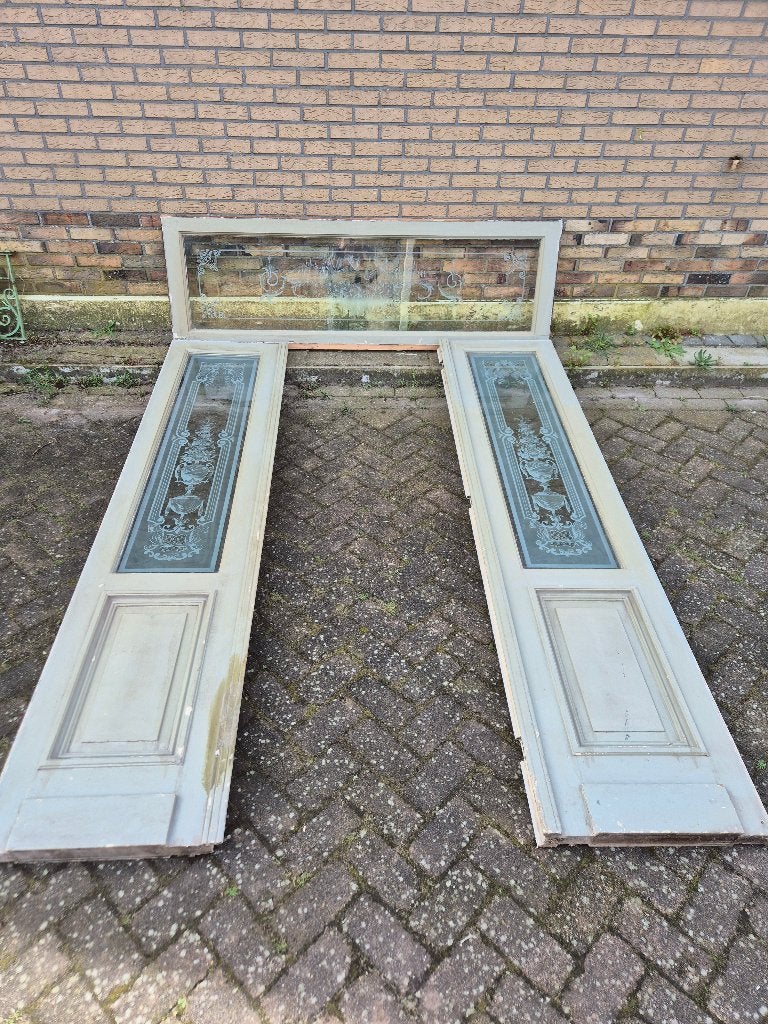 Drieslag deur prachtig geetst glas met bovenlicht, Ophalen