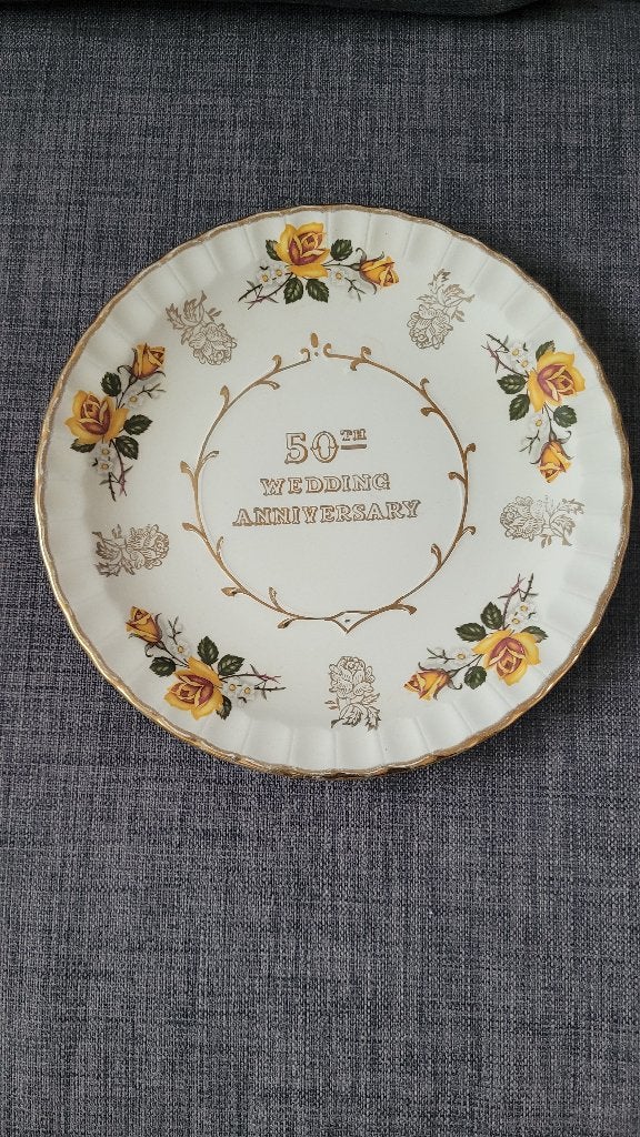 Bord 50th wedding anniversary, Ophalen of Verzenden, Gebruikt, Overige materialen, Bord of Schaal