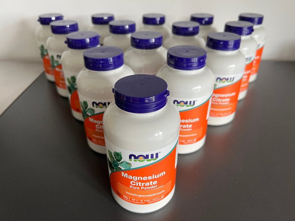 12 potten Now Foods Magnesium Citraat poeder 227 gram, Sport en Fitness, Ophalen of Verzenden, Nieuw, Poeder of Drank