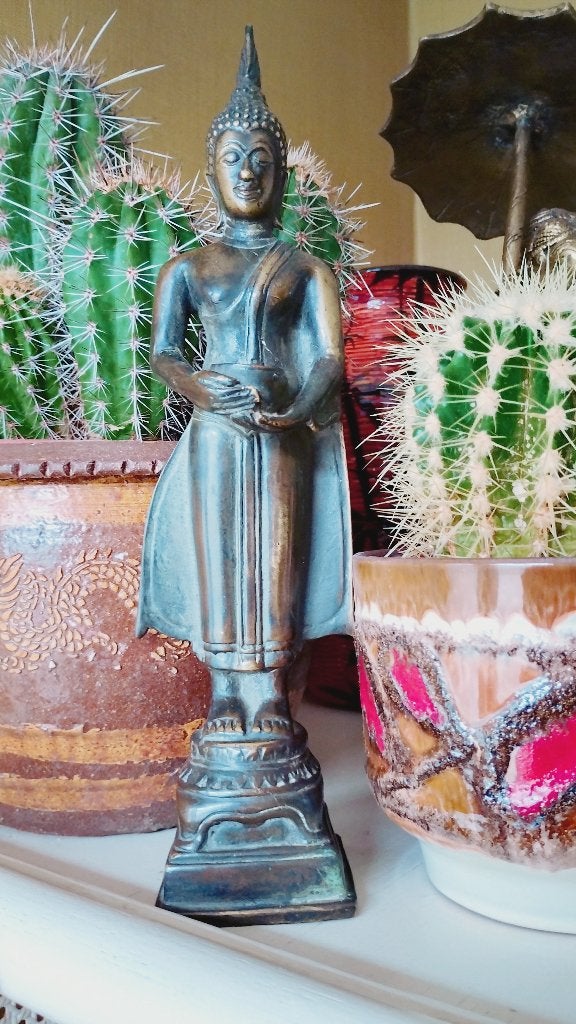 Antieke bronzen Thaise boeddha, Ophalen of Verzenden
