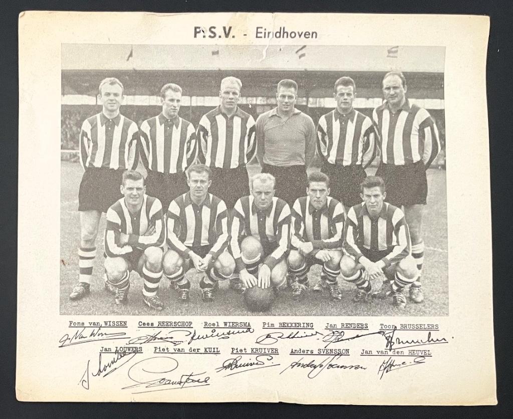 PSV Eindhoven - elftalfoto met handtekeningen - 1960/1961, Verzenden, Gebruikt, PSV, Poster, Plaatje of Sticker