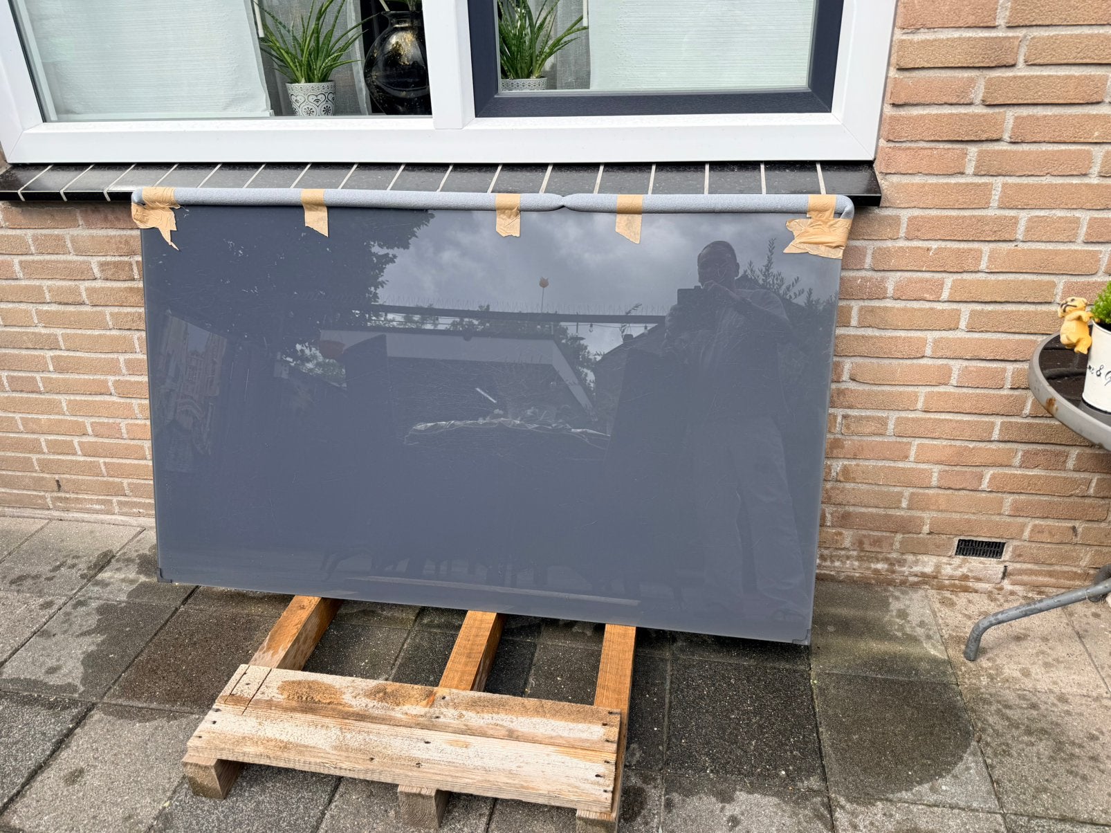 Tuintafel glasplaat grijs, Ophalen, Gebruikt, Minder dan 3 meter, Glas