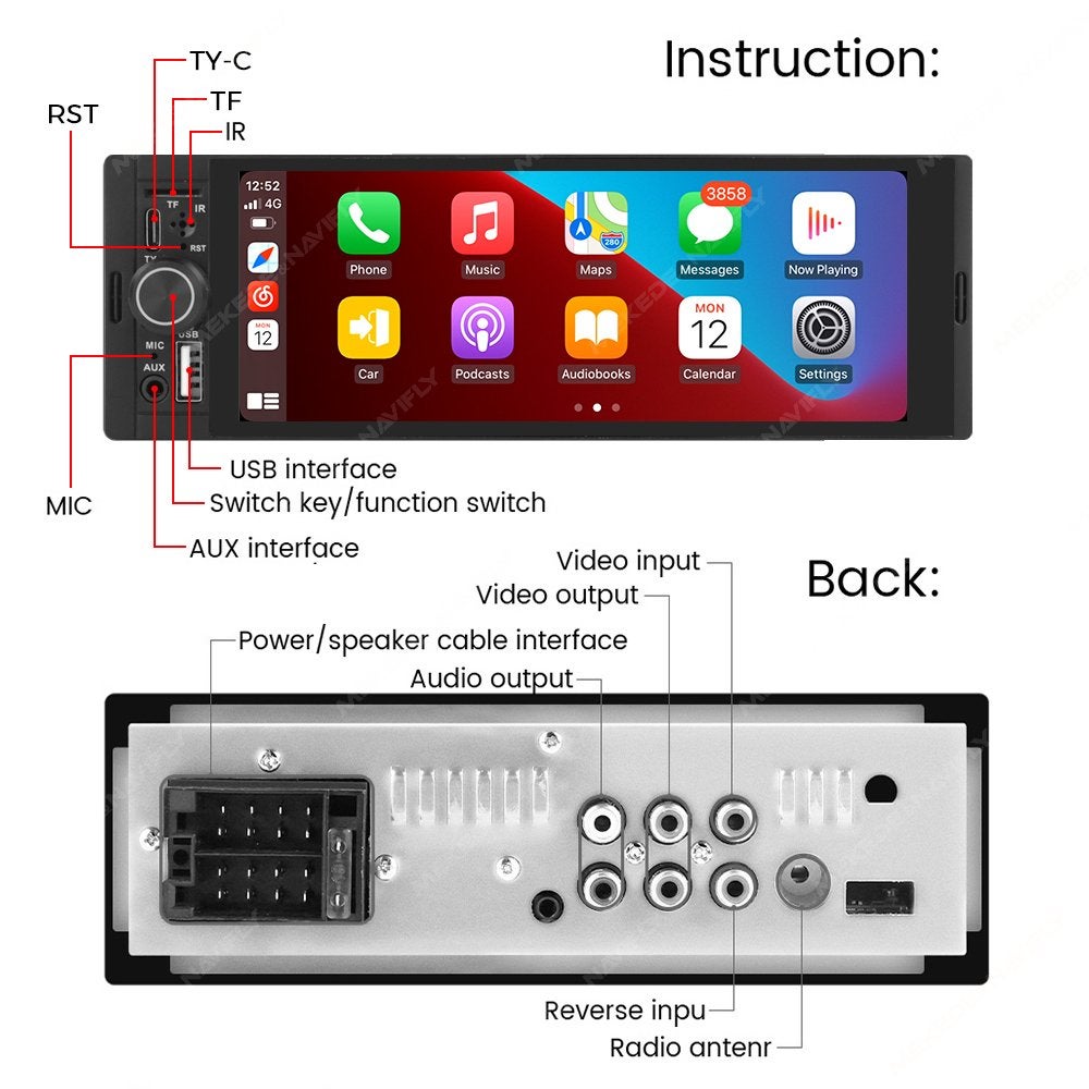 NaviFly OD7 - 6.86 Inch Auto Multimedia Speler CarPlay Andro, Ophalen, Nieuw