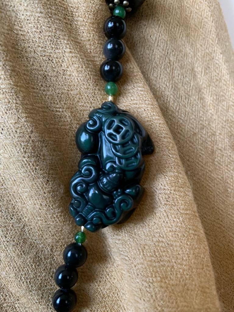 Jade pixiu amulet beschermt welvaart succes magie uniek, Sieraden, Tassen en Uiterlijk, Kettingen, Nieuw, Ophalen of Verzenden