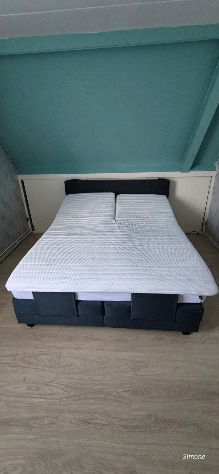 Te koop in Enschede.Karlson Elektrisch Verstelbaar Boxspring, Ophalen, Gebruikt, Tweepersoons, 180 cm
