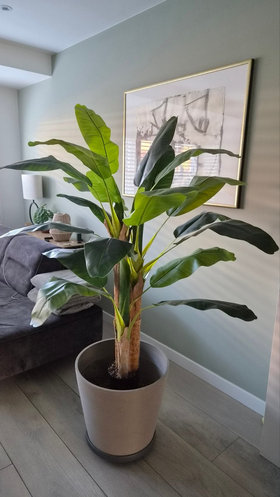 Grote kunst bananenplant - 150 cm hoog, Ophalen, Binnen, Groen, Met pot of vaas