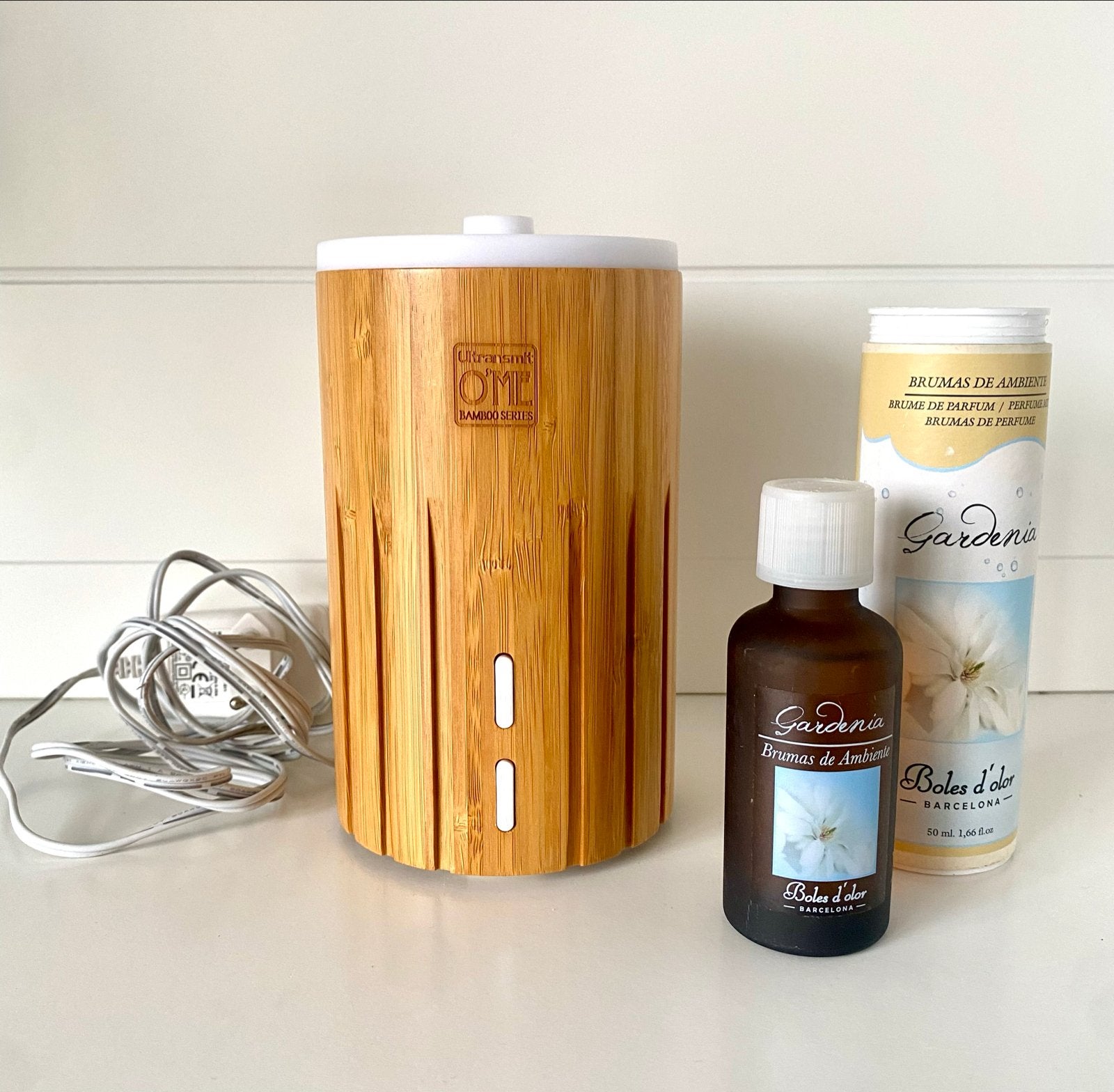 Ultransmit OME Bamboe Diffuser met Gardenia Geurolie, Hout, Ophalen of Verzenden, Zo goed als nieuw, Modern