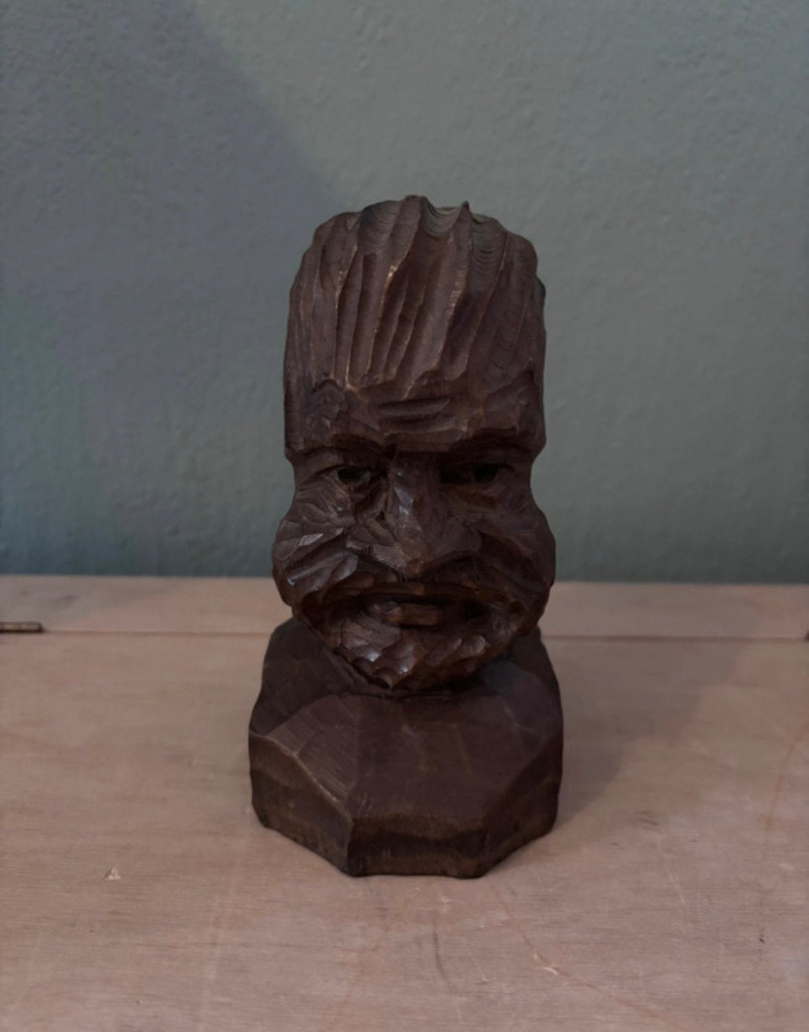 Unieke Handgesneden Houten Buste (Man met Baard), Antiek en Kunst, Kunst | Beelden en Houtsnijwerken, Handgemaakt, Minder dan 20 cm