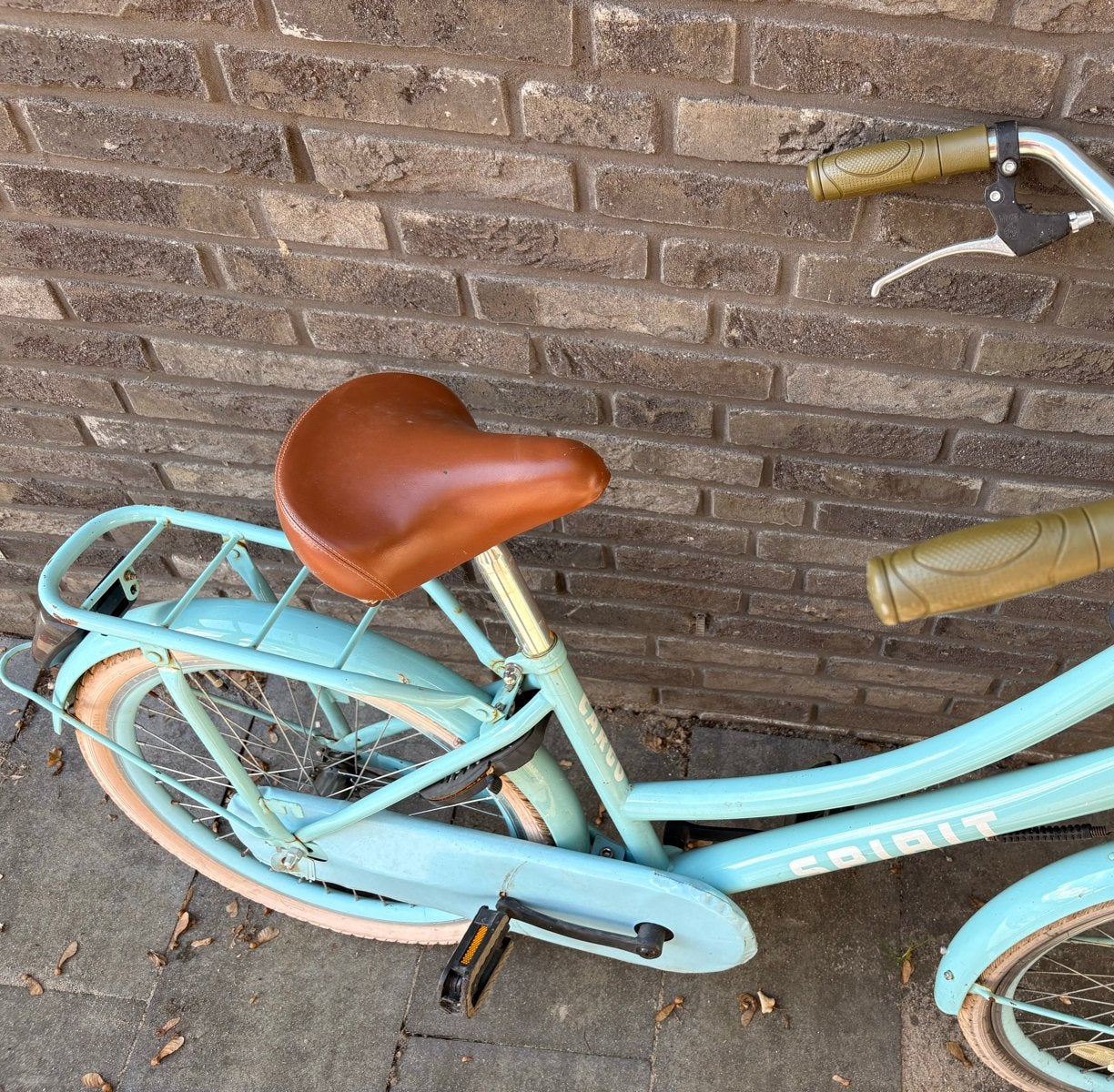Meisjesfiets lichtblauw Spirit Cargo, Ophalen, Gebruikt, Terugtraprem, 24 inch