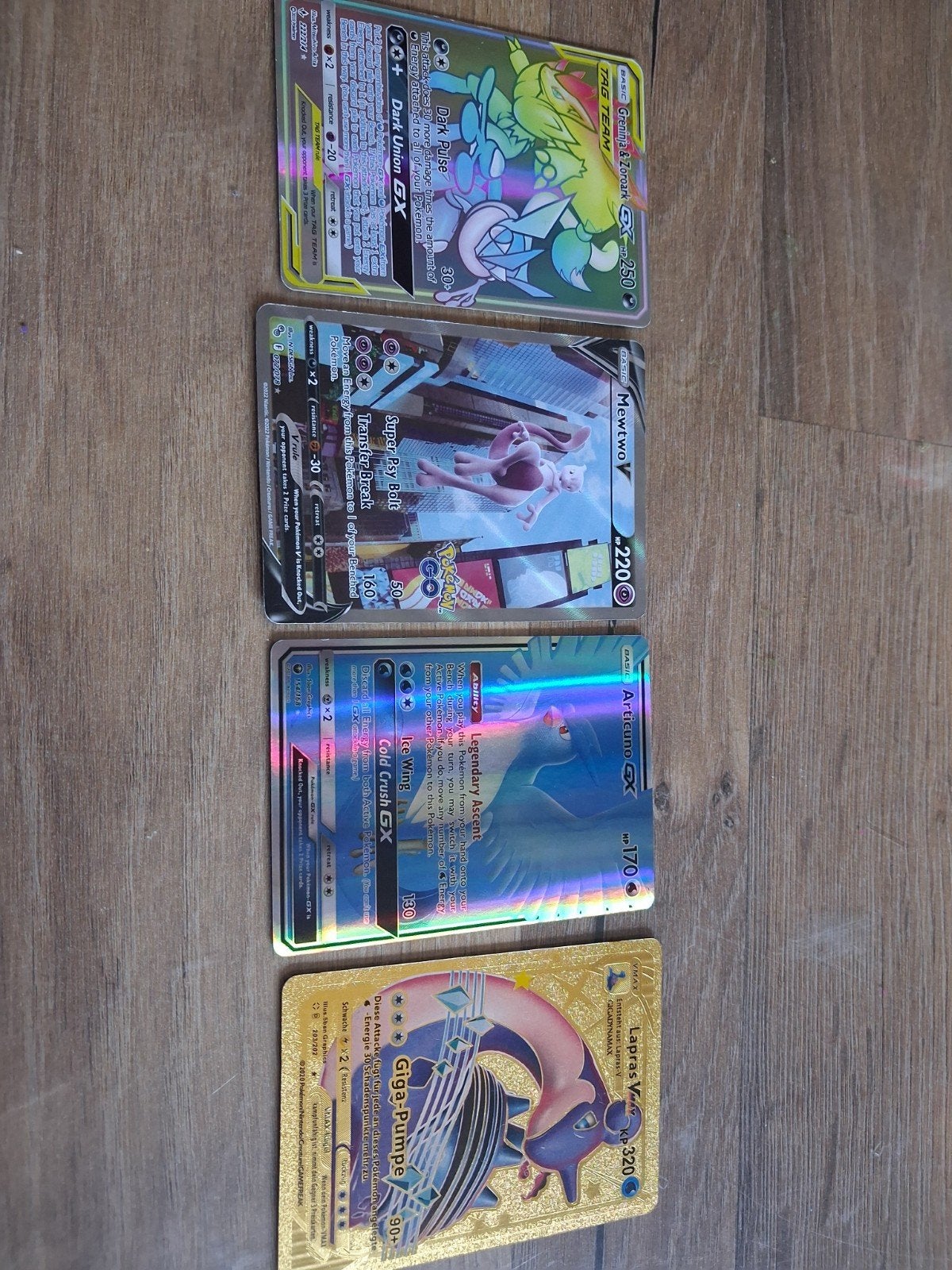 Pokémon kaarten: Mewtwo, Articuno, Lapras, Darkrai, Ophalen of Verzenden, Gebruikt, Meerdere kaarten, Foil