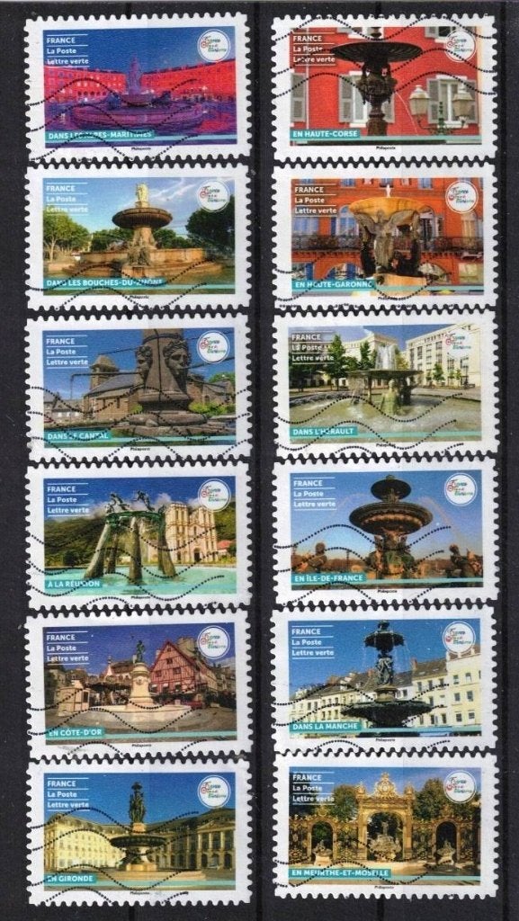 Frankrijk, serie "fonteinen" 2024-60, Verzenden, Gestempeld