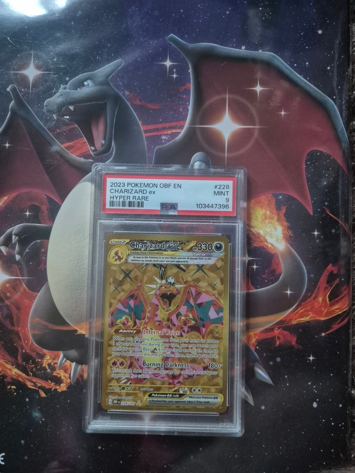 charizard ex gold hyper rare  psa 9, Ophalen, Zo goed als nieuw