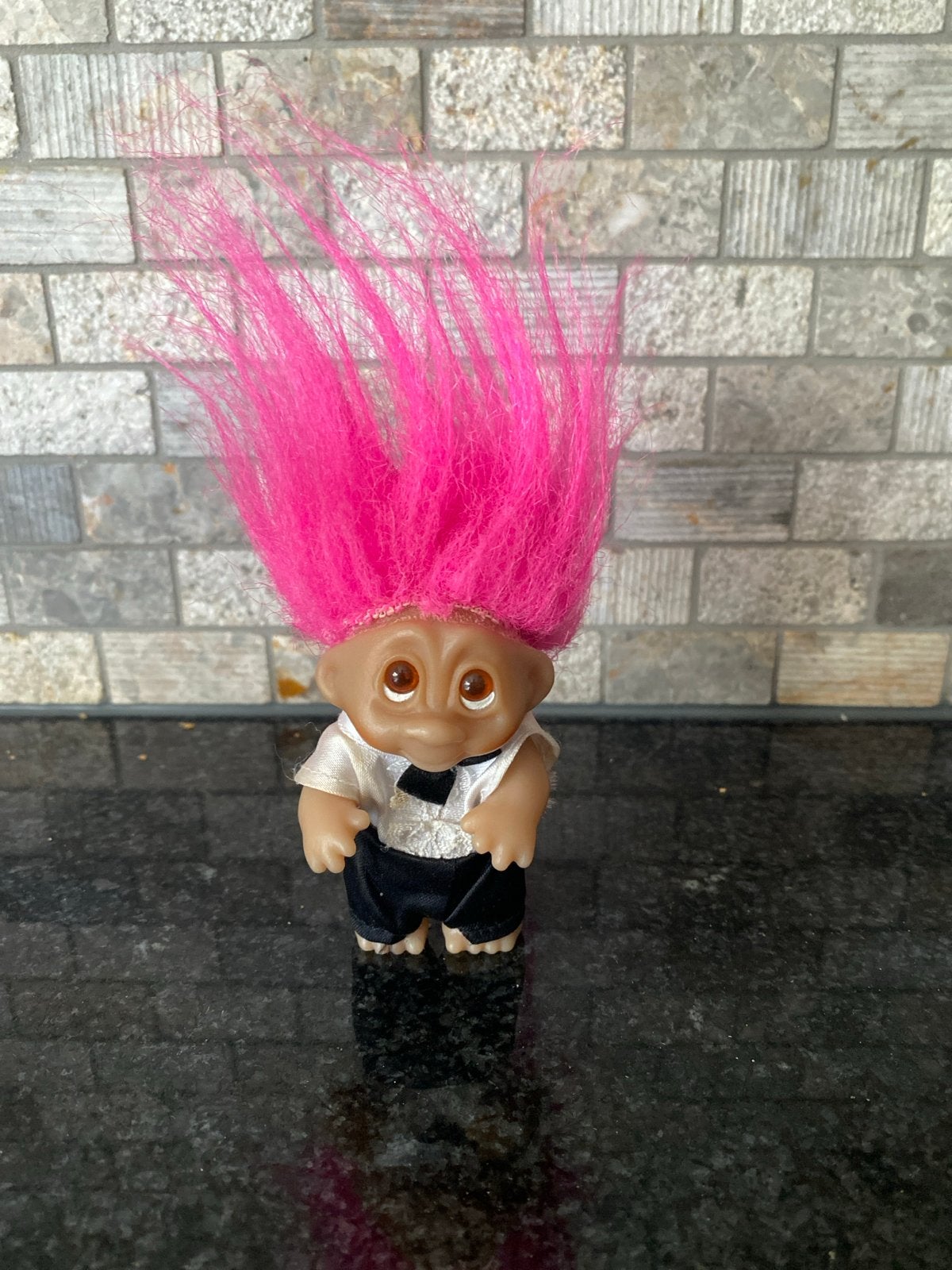 Vintage Trollpop met Roze Haar en Kleding, Ophalen of Verzenden, Gebruikt