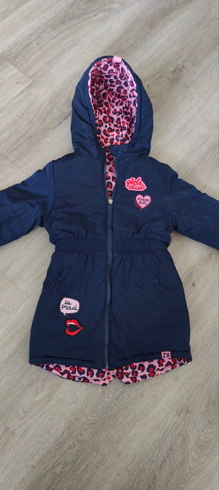 Z8 Meisjes Jas - Omkeerbaar met Luipaardprint en Navy, Gebruikt, Meisje, Z8, Ophalen of Verzenden