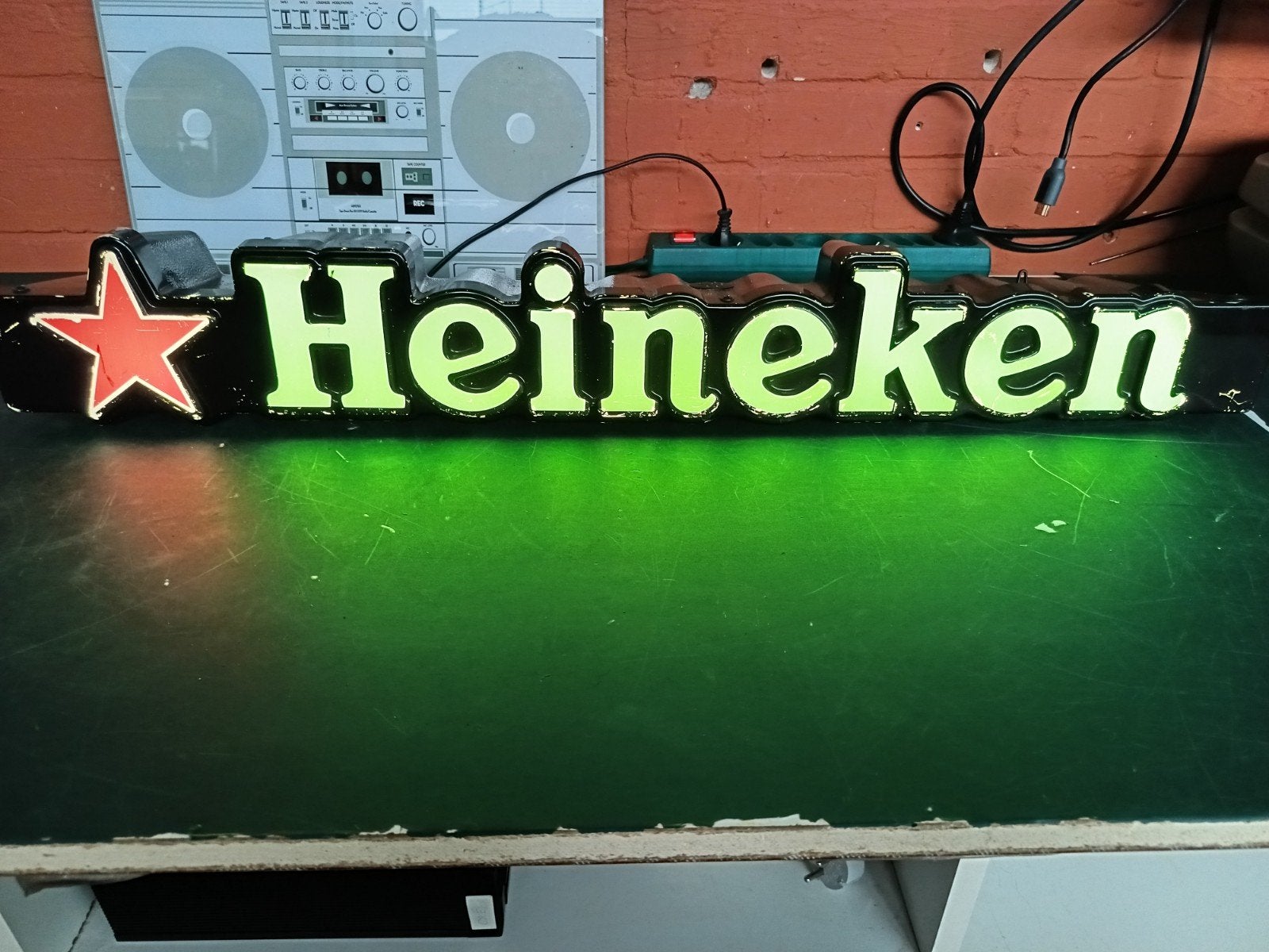 Heineken Lichtbak Reclamebord - Vintage Bier Decoratie, Ophalen of Verzenden, Gebruikt, Lichtbak of (neon) lamp