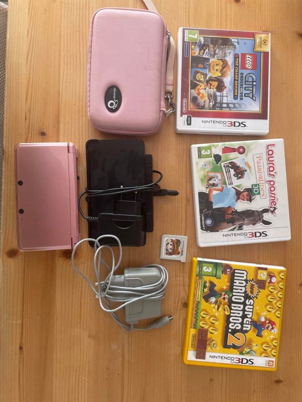 Roze Nintendo 3DS compleet set, met stylus, games, cover, Ophalen of Verzenden, Roze, Met beschermhoes of tas, 3DS