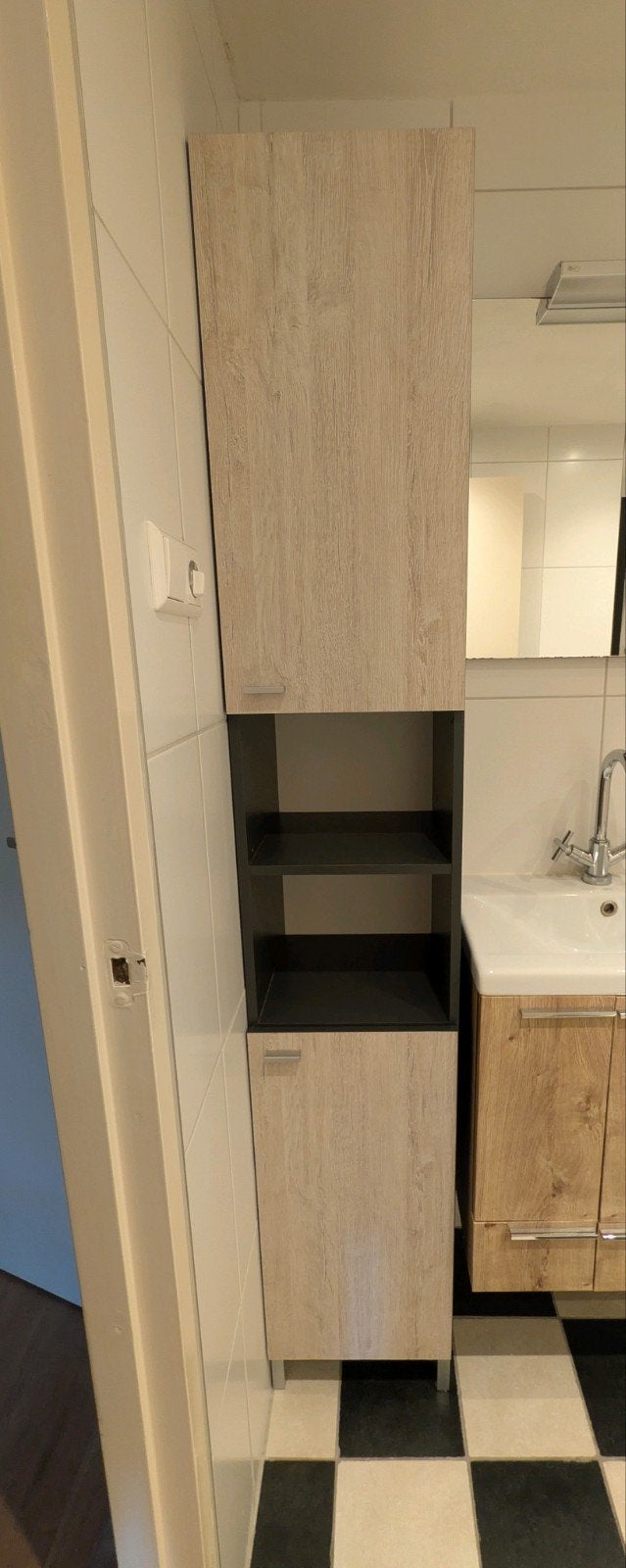 Hoge badkamerkast met planken - 34x33x195 cm, Ophalen, (Half)hoge kast, Minder dan 50 cm, Gebruikt