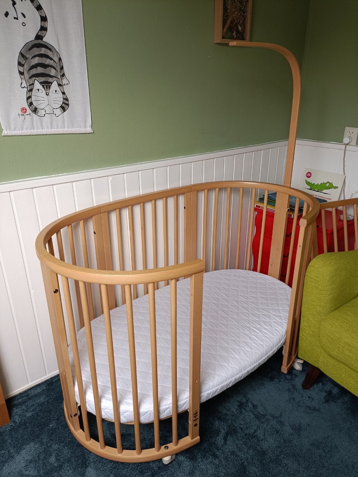 Stokke Sleepi Mini & Uitbreidingsset met Beddengoed, Kinderen en Baby's, Babywiegjes en Ledikanten, Ophalen, Gebruikt, Ledikant