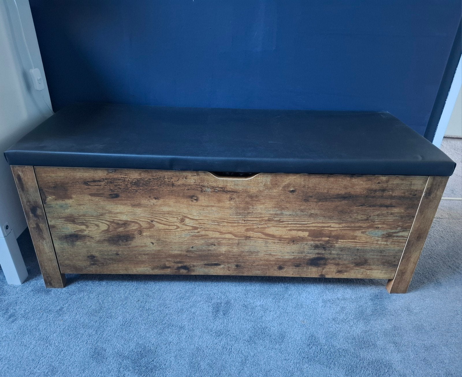 Opbergbox met kussen 105x40x45 cm gerookt eiken, Ophalen, Zo goed als nieuw