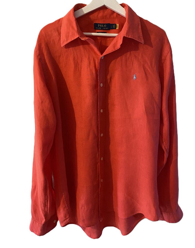 Polo Ralph Lauren Heren Blouse Custom Fit L, Ophalen of Verzenden, Halswijdte 41/42 (L), Rood, Polo Ralph Lauren