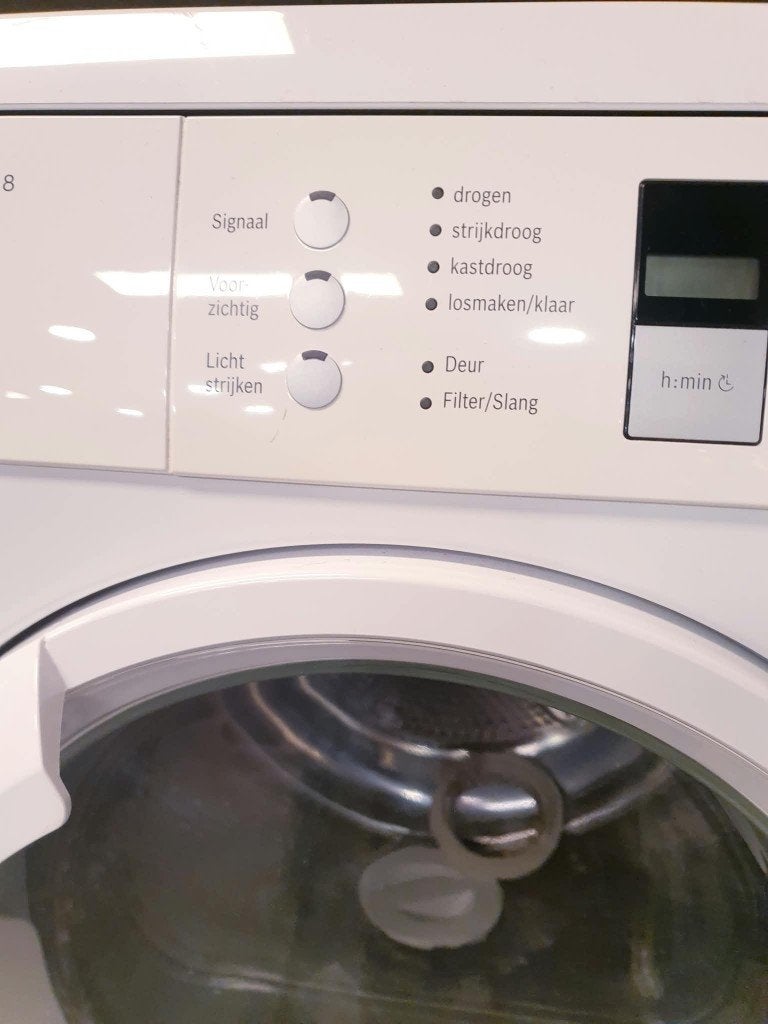 lucht afvoerdroger Bosch 8kg INC GARANTIE, Ophalen, 1200 tot 1600 toeren, Minder dan 85 cm, Handwasprogramma
