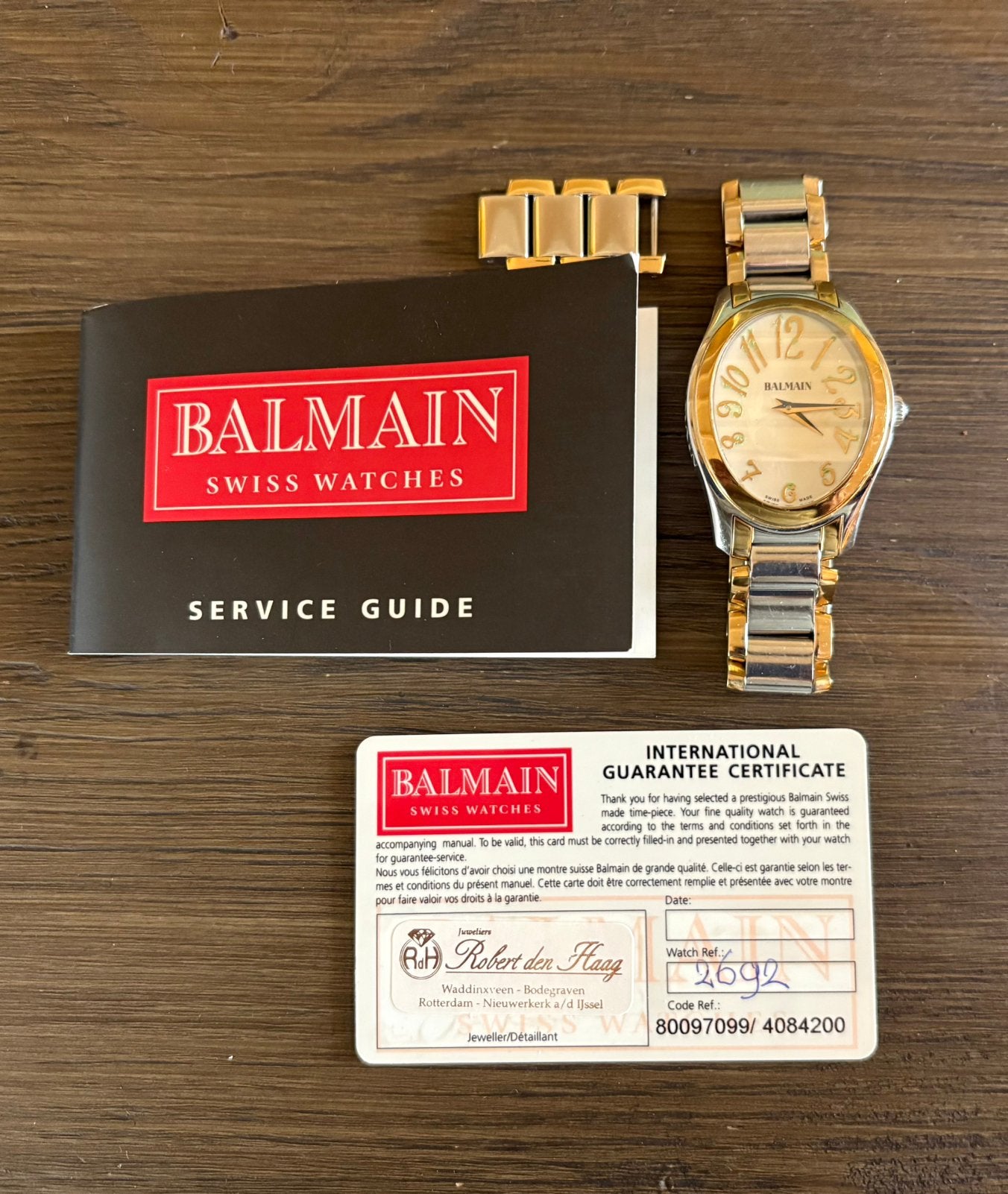 Balmain dames horloge, bicolor, met org. papieren, Overige merken, Staal, Gebruikt, Staal