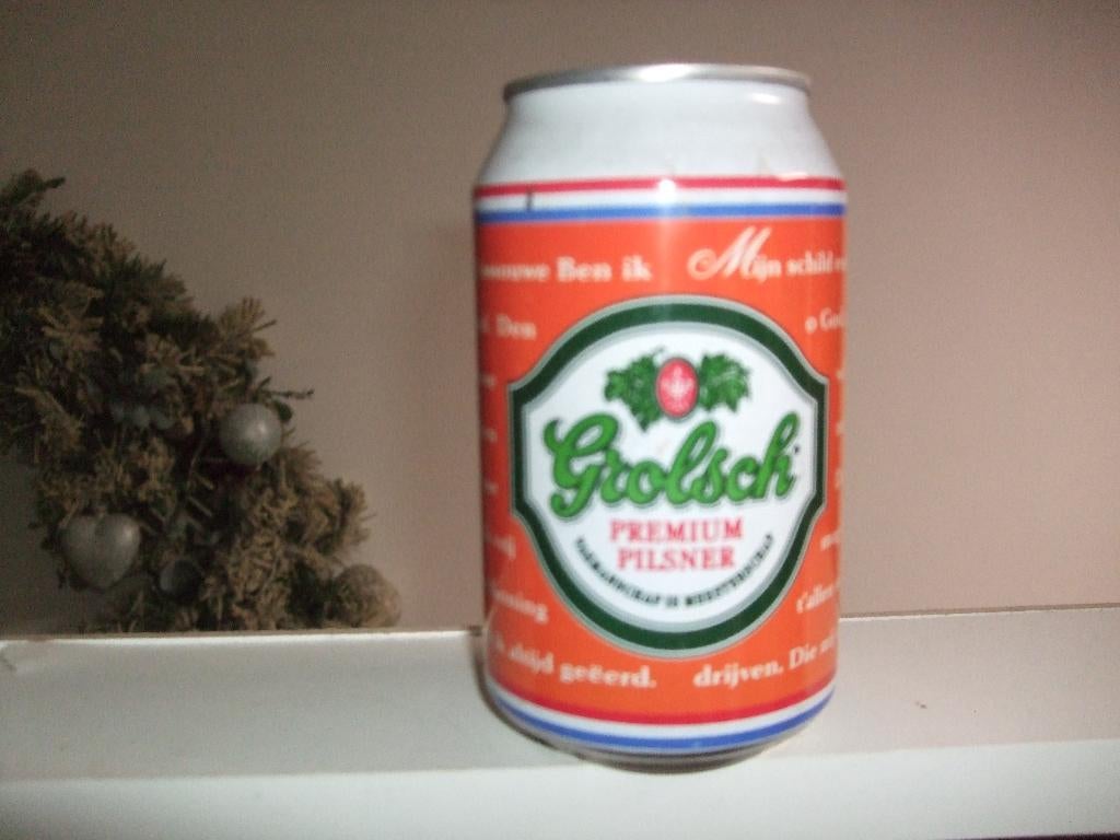 bierblikje Grolsch oranje, Verzamelen, Ophalen of Verzenden, Gebruikt, Flesje(s), Grolsch
