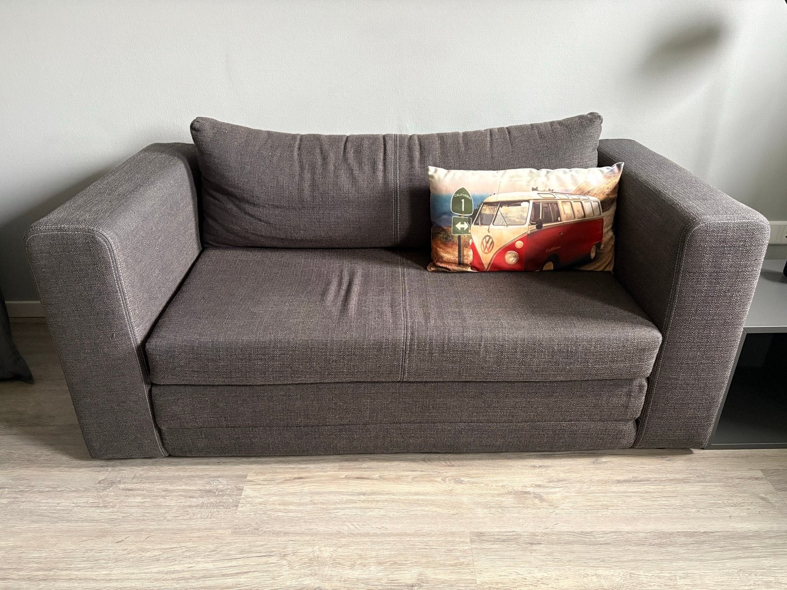 IKEA Slaapbank 2-zits Antraciet grijs met Topper, Ophalen, 100 cm, Tweepersoons, Zo goed als nieuw