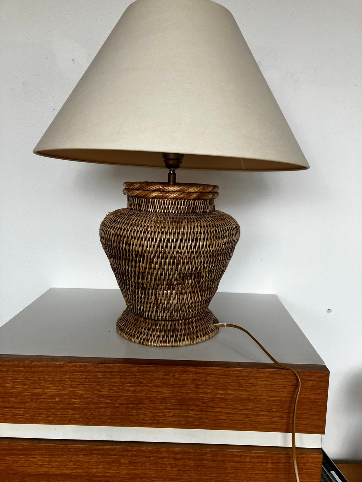 Grote Vintage Rattan lamp. Uit Birma, Ophalen of Verzenden, Gebruikt