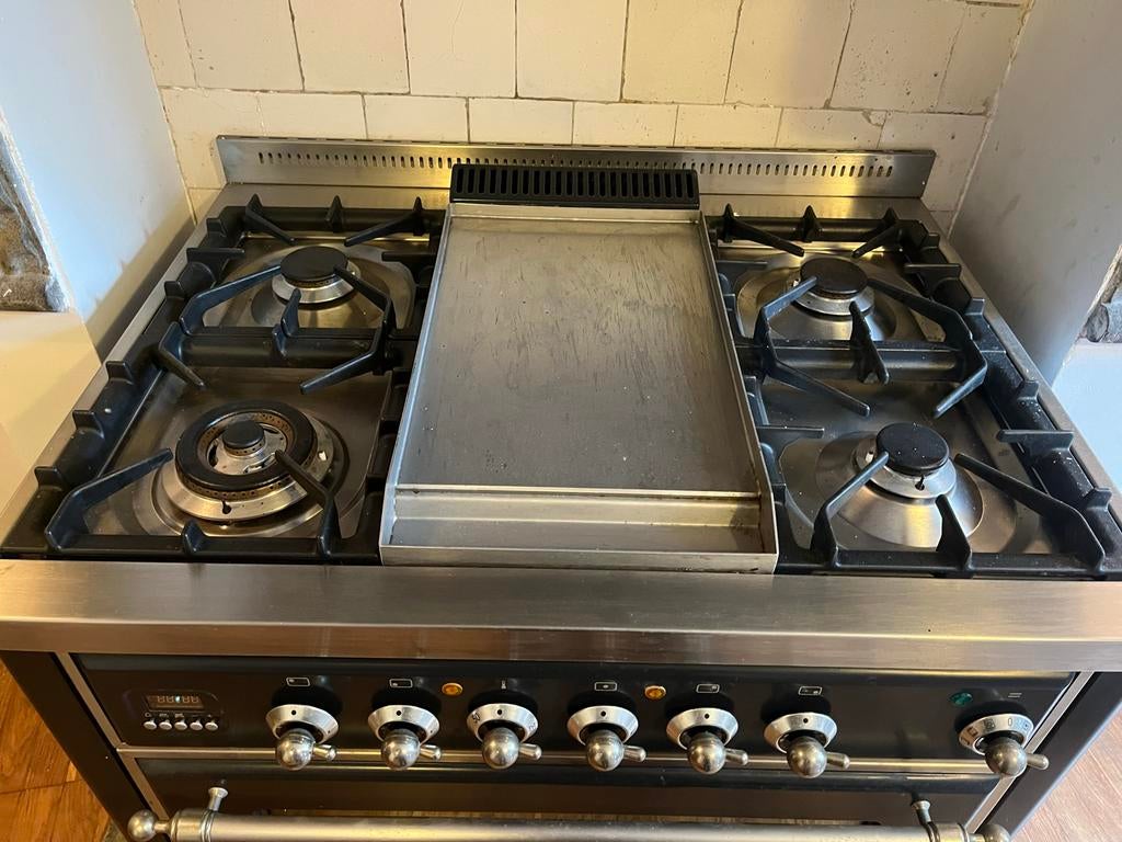 Vrijstaand Boretti Fornuis - 4 Gasbranders, Grill, Elektrisc, Ophalen, 60 cm of meer, Grill, 4 kookzones