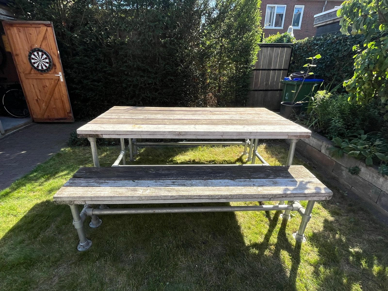 Picknickset van steigerhout, Ophalen, Gebruikt, Rechthoekig, Hout