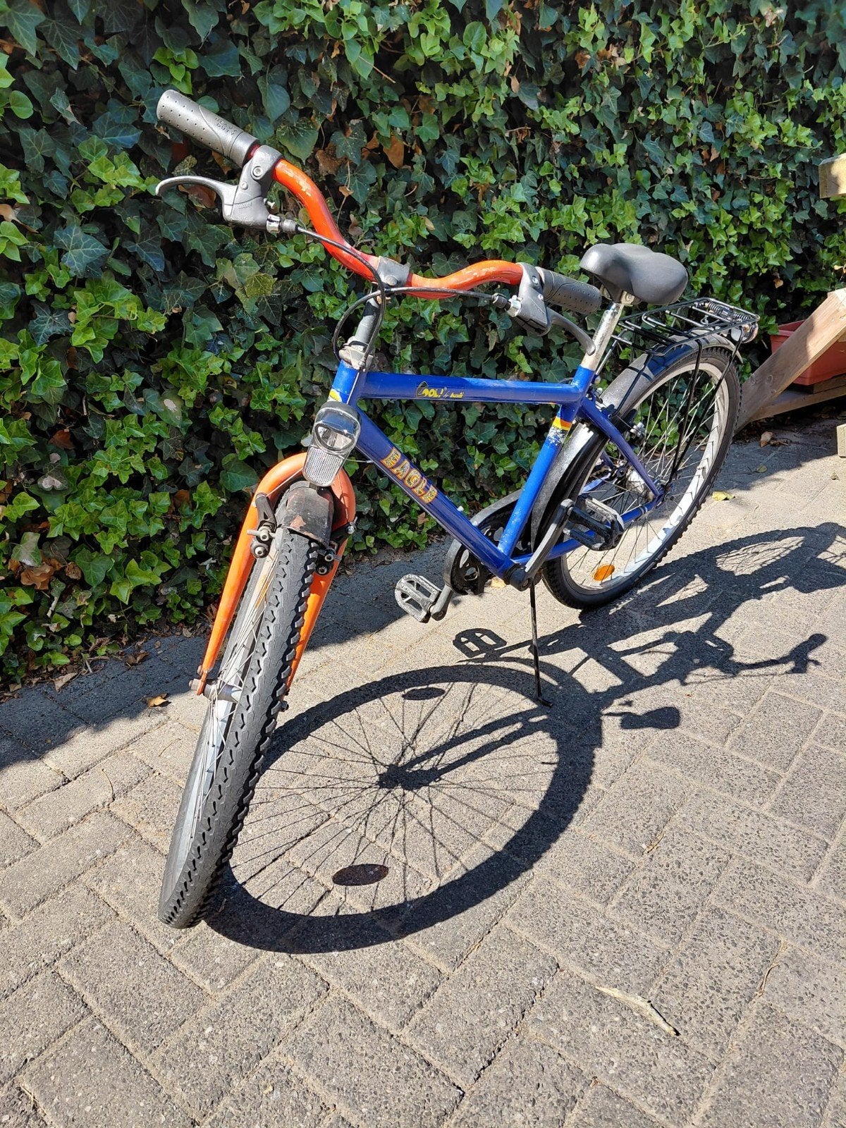 Eagle kinderfiets 24 inch - Blauw/Oranje, Fietsen en Brommers, Fietsen | Heren | Herenfietsen, Ophalen, Gebruikt, Velgrem, Overige merken