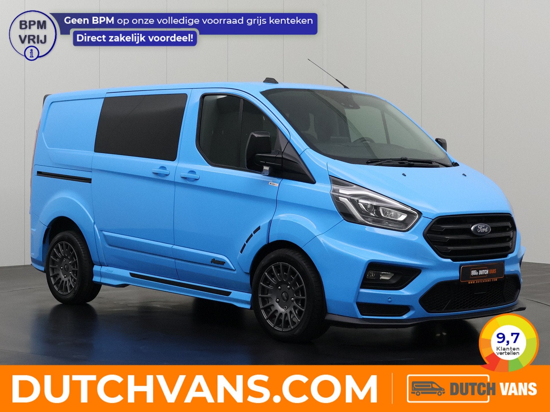 Ford Transit Custom 2.0TDCi 185PK Automaat Dubbele Cabine MS, Automaat, Gebruikt, Blauw, Leder