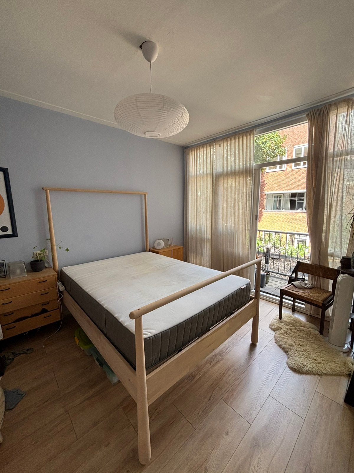 Grenen ikea bed 140x200, Huis en Inrichting, Slaapkamer | Bedden, Ophalen, Beige, 140 cm, Zo goed als nieuw