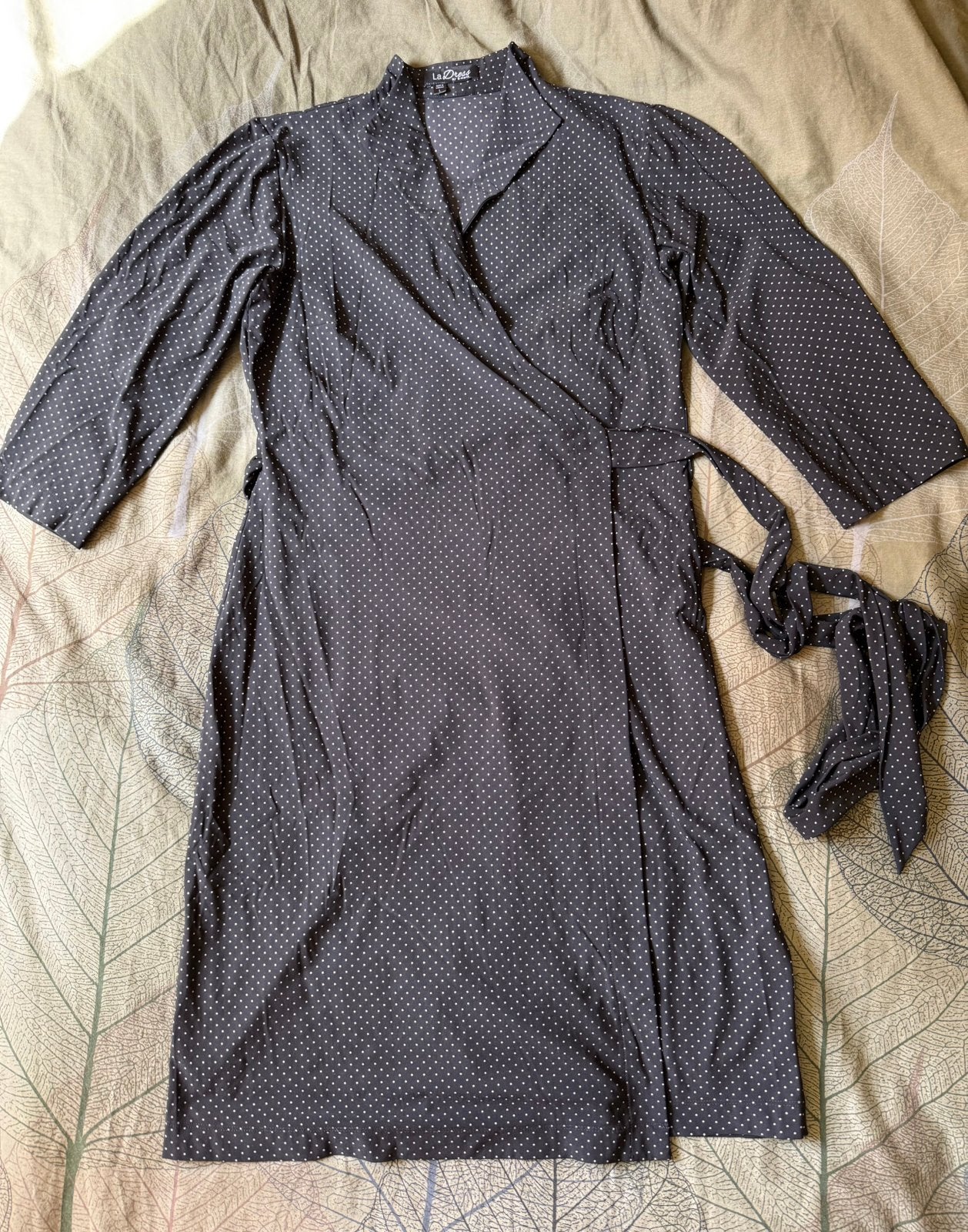 LaDress overslagjurk zwart wit polkadots maat L, Zwart, Maat 42/44 (L), Ophalen of Verzenden, Zo goed als nieuw