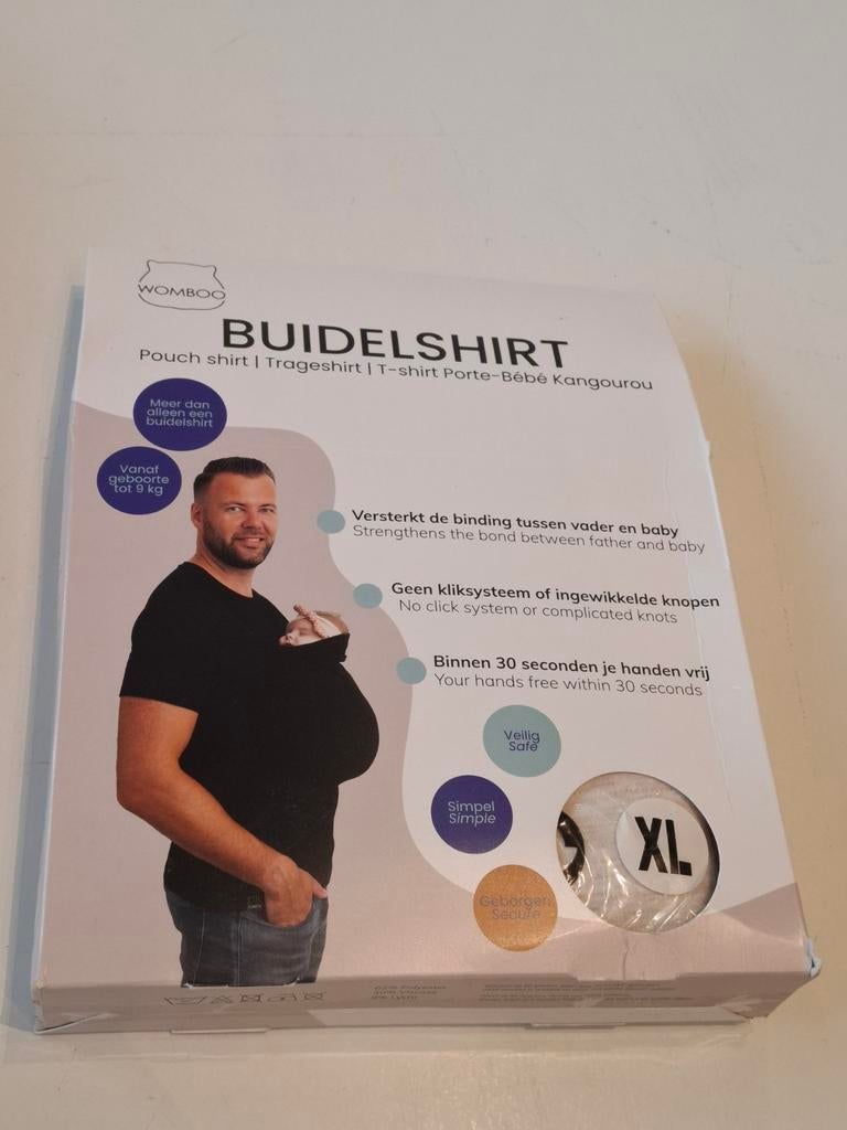 Womboo Buidelshirt - Man - Maat XL - beige, Nieuw, Buik, Draagzak, Ophalen
