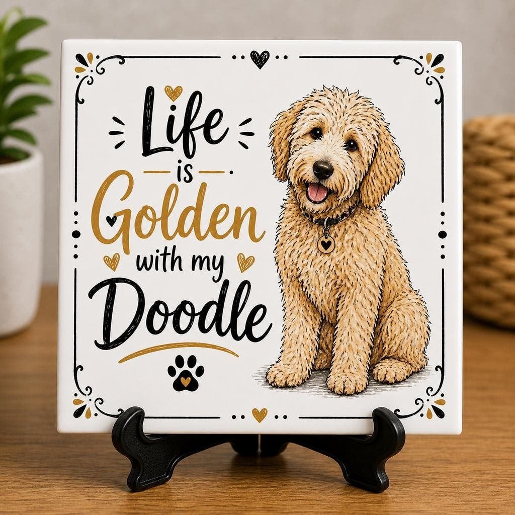 Life is Golden with my Doodle - Goldendoodle tegel, Verzenden, Nieuw