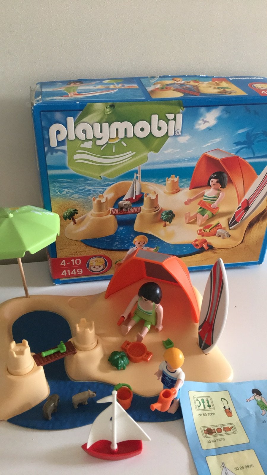 Playmobil Zomerstrand met tent en figuren - Set 4149, Gebruikt, Complete set, Overige typen, Ophalen of Verzenden