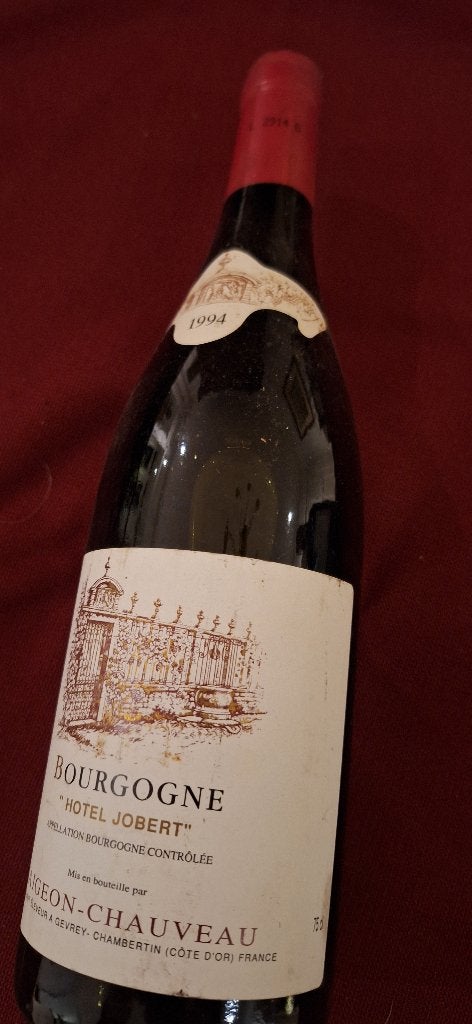Hotel Jobert, 1994, appellation Bourgogne contrôlée, 1 fles, Frankrijk, Ophalen of Verzenden, Zo goed als nieuw, Rode wijn