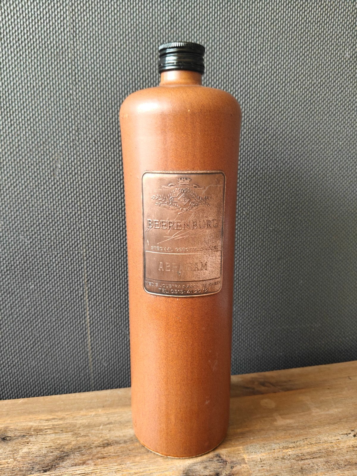Vintage Abraham Beerenburg fles - Wed. S. Joustra & Zoon, Ophalen of Verzenden