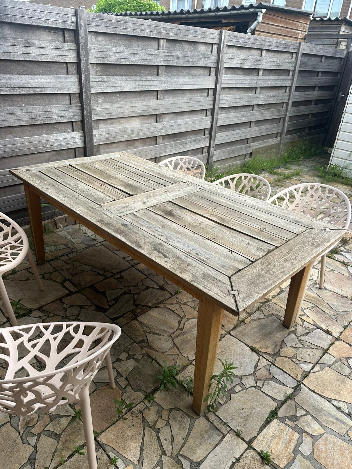 Teak houten eettafel (buiten), Tuin en Terras, Tuintafels, Ophalen, Zo goed als nieuw, Rechthoekig, Hout