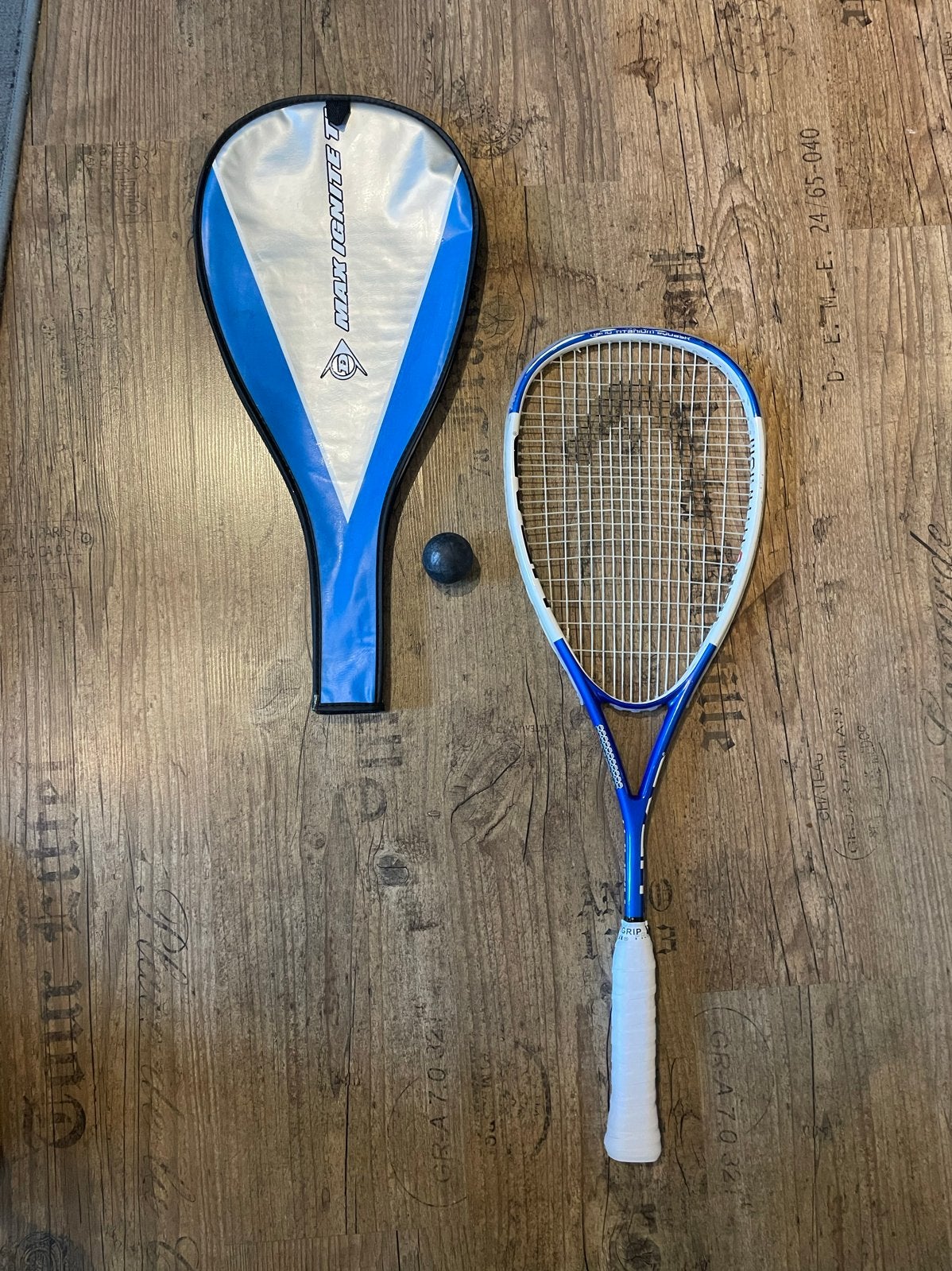 HEAD Ti Spirit Squash Racket met Hoes en Bal, Ophalen of Verzenden, Gebruikt, Racket, Met hoes