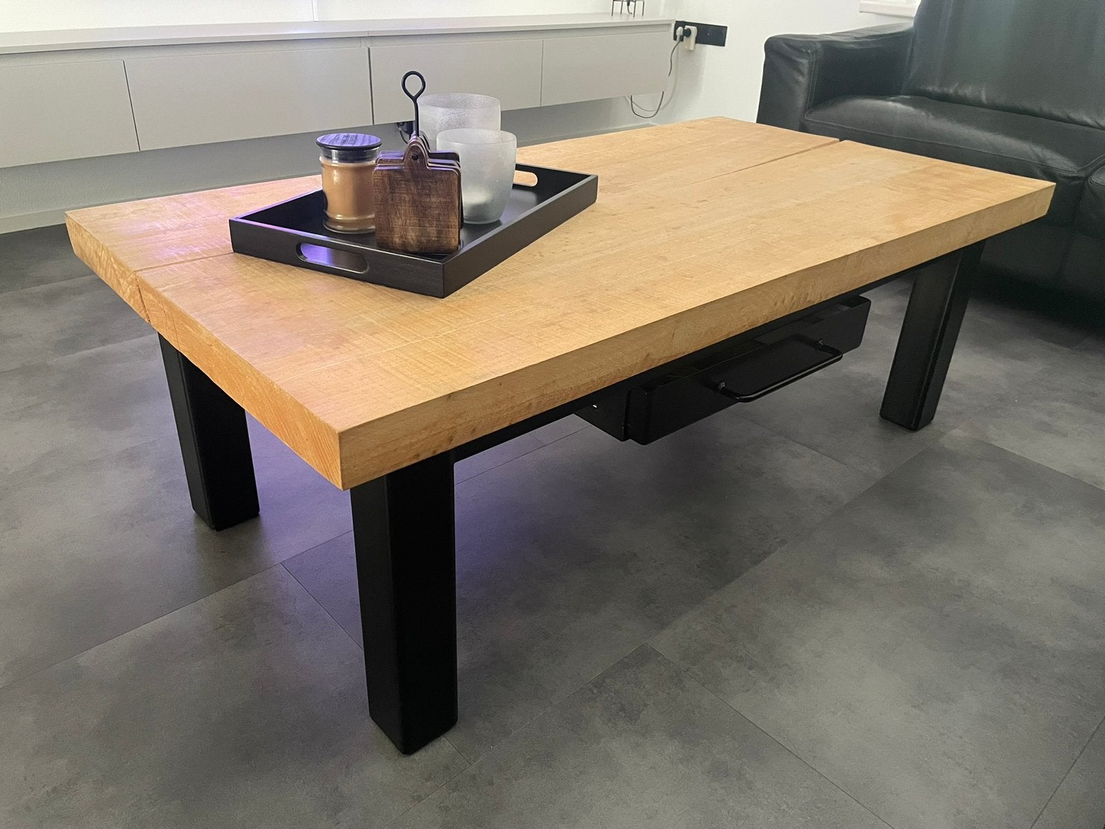 Industriële Salontafel incl. Lade Tafel, Ophalen, Gebruikt, 100 tot 150 cm, 50 tot 100 cm
