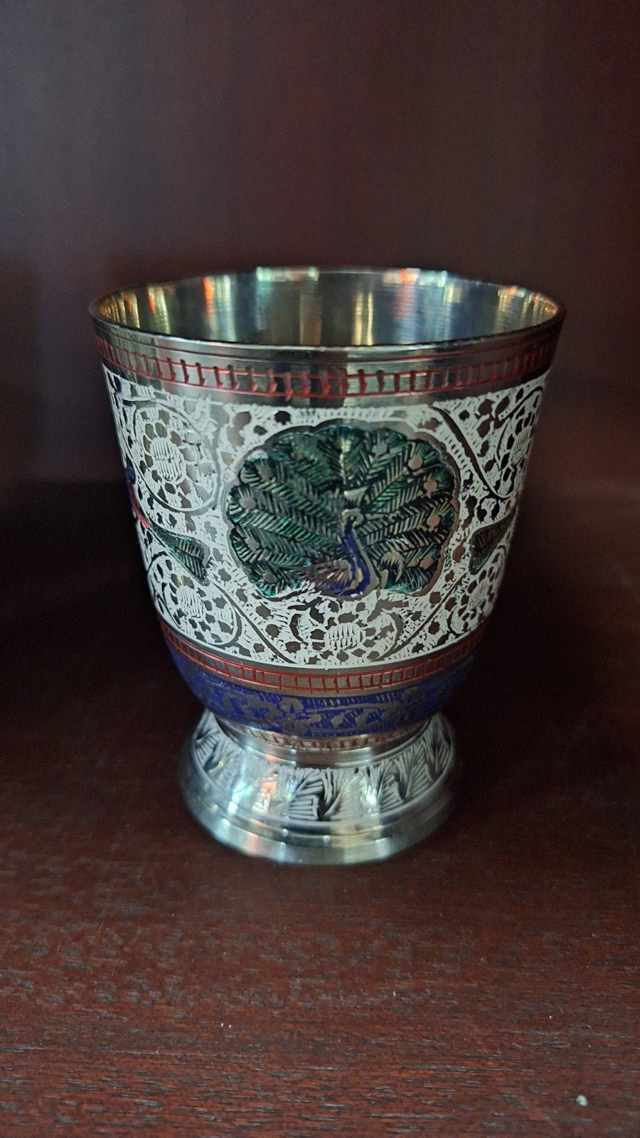 oude meenakari bekers uit india geemailleerd pauw, Antiek en Kunst, Ophalen of Verzenden